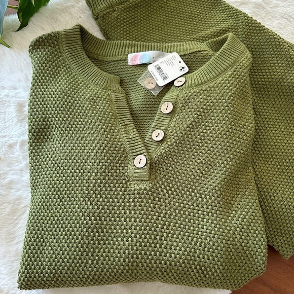 Free People Hailee Sweater & Pants Set NWT Giant Kelp Small - Picture 5 of 8